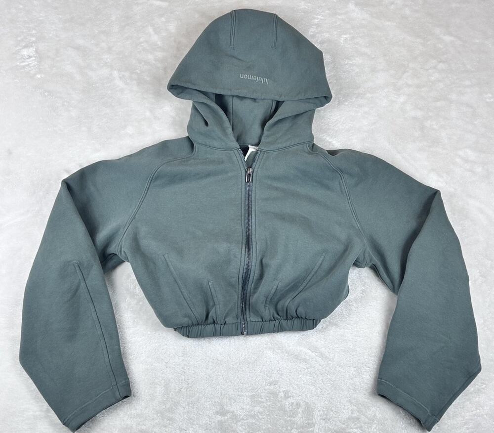Lululemon Loungeful Relaxed-Fit Full-Zip Cropped Hoodie Women’s Sz XS Green